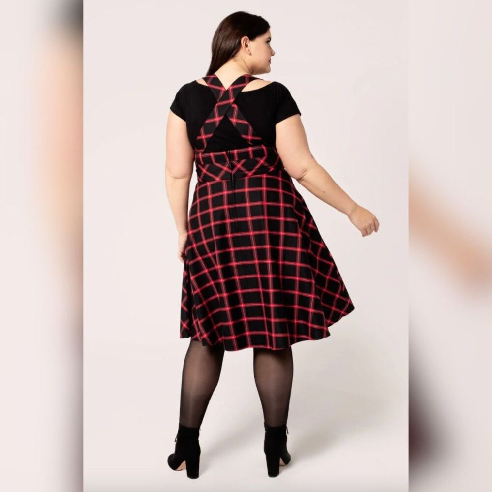 Hell Bunny Black and Red Plaid Vintage-Inspired Mini Dress - Picture 2 of 10